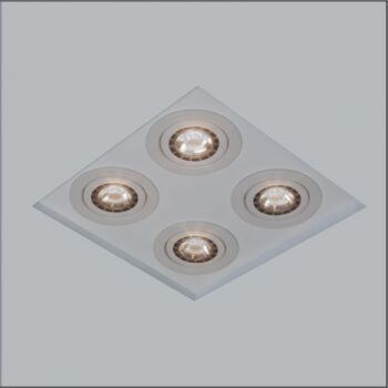 Luminária de Embutir No Frame Quadrado Quádruplo AR111 36x36cm Metal - Usina 30204/35